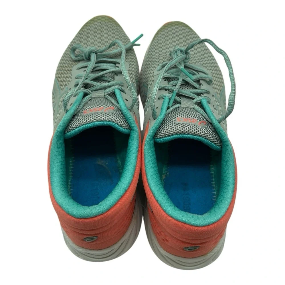 Asics Fuzex Lyte 2 Running Shoes Womens 11 Gray Coral Aqua Sneakers‎ NO INSOLES